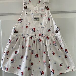 OshKosh B'gosh Floral White Overalls 4T